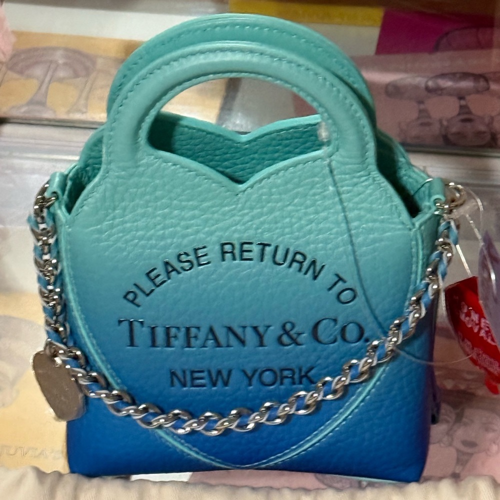NWT Tiffany & Co. Blue Ombre Handbag with chain and removable strap! Mini size!